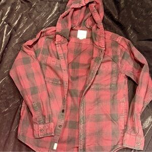 American Eagle Outfitters Red and Black Checkered Kids Jacket